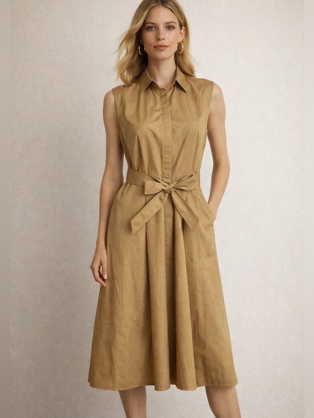 JUDITH & CHARLES - Sleeveless 100% Cotton Poplin Dress. Size 6